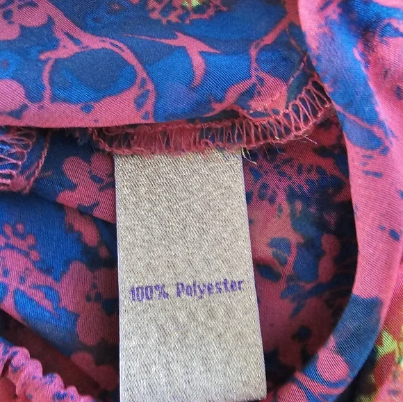 Princess Vera Wang Womens Size M Dolman Sleeve Blouson Sheer Abstract Floral Top - Picture 8 of 12